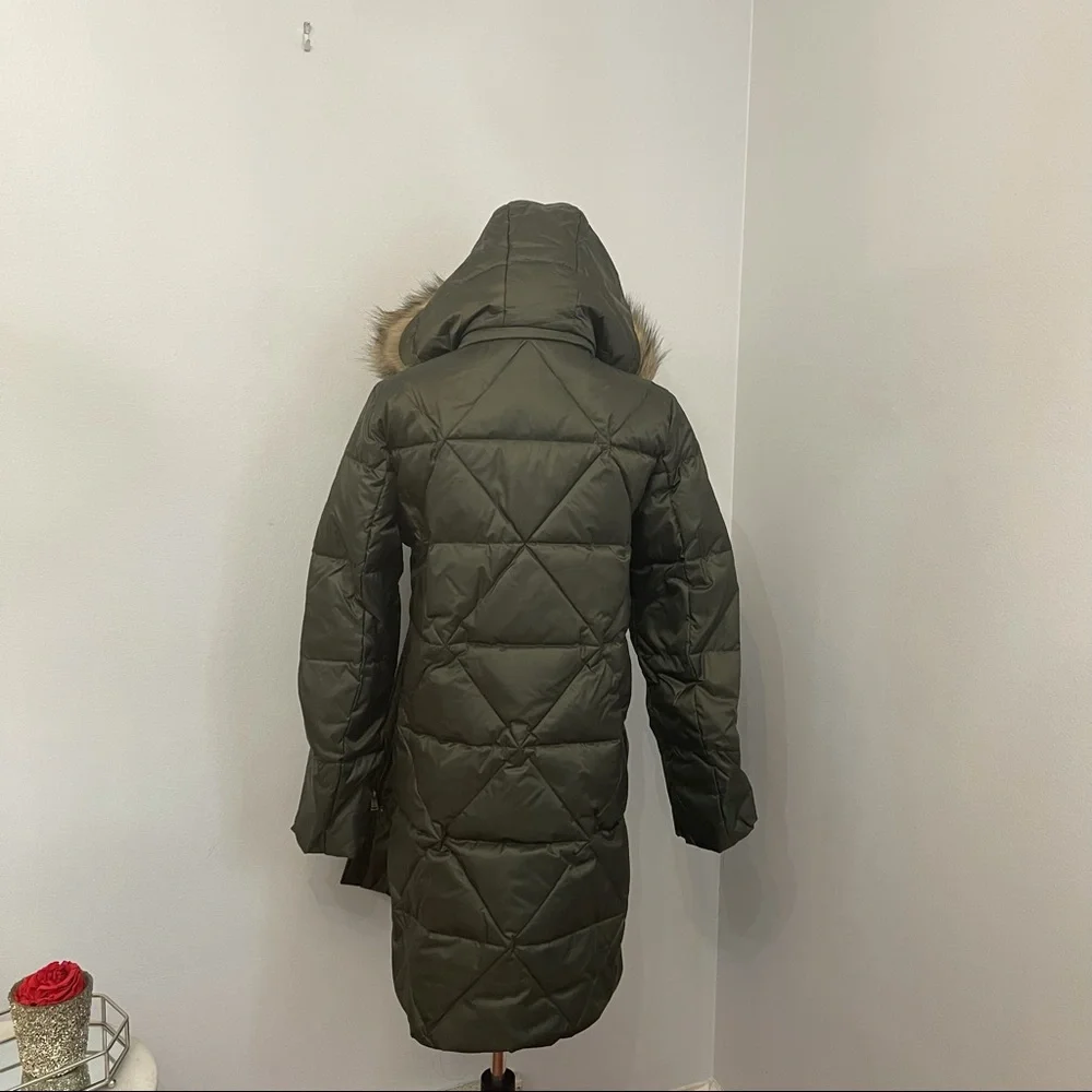 Lauren Ralph Lauren Faux Fur Trim Hooded Puffer Jacket In Litchfield Loden NWT - Picture 9 of 16